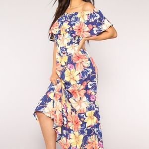 Full Blossom Floral Dress - Navy/Multi